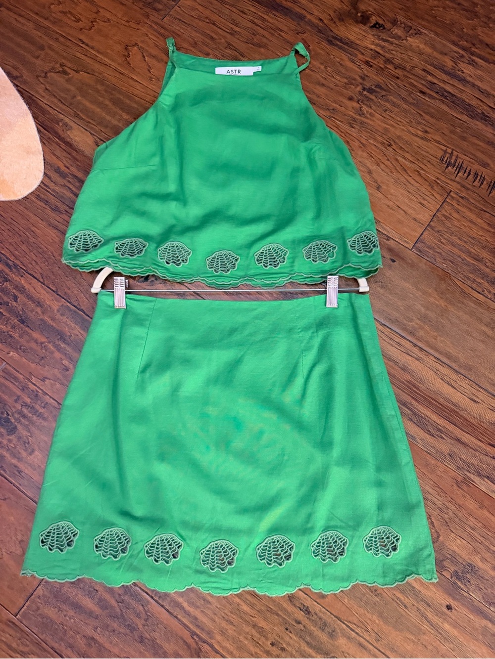 Astr Girls' Bright Green Embroidered Two-Piece Set
